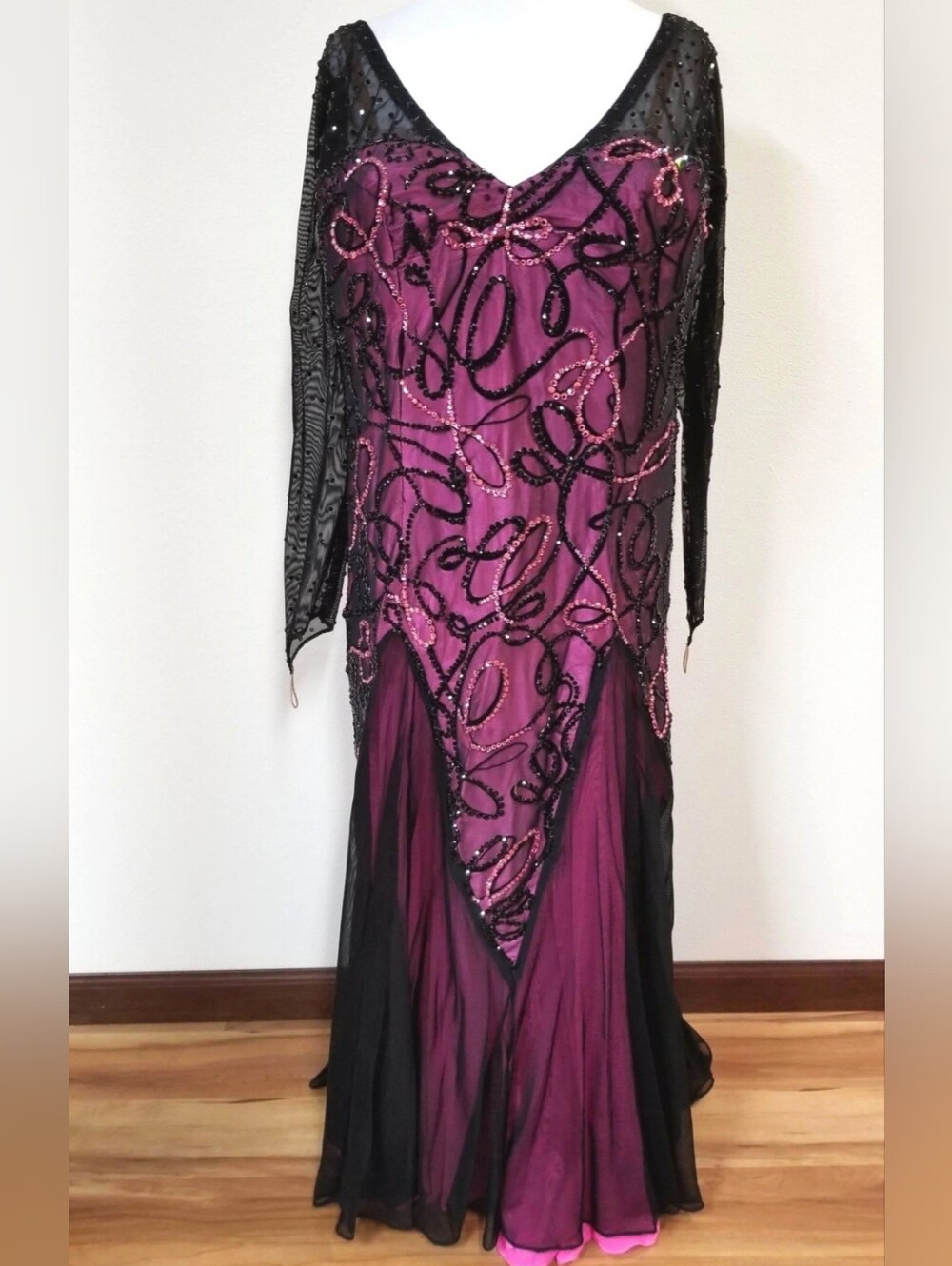 Artistry In Motion Black and Purple Smooth Ballroom Dress